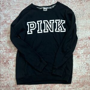 Victoria's Secret Black Sweatshirt with Pink Logo